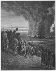 Joshua committing the town of Ai to the flames